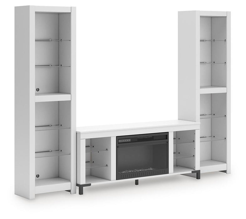 Brollevi White Brollevi 3-Piece Entertainment Center with Fireplace