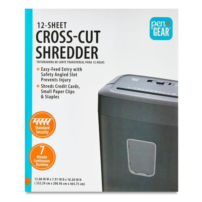 Pen+Gear 12-Sheet Cross-Cut Paper/Credit Card Shredder with 5.5 Gallon Bin, Black, Home & Office Use - new