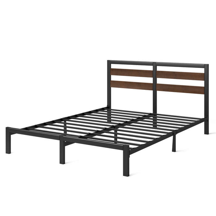 Zinus 35" Shen Bamboo Wood and Metal Platform Bed Frame, Queen - new