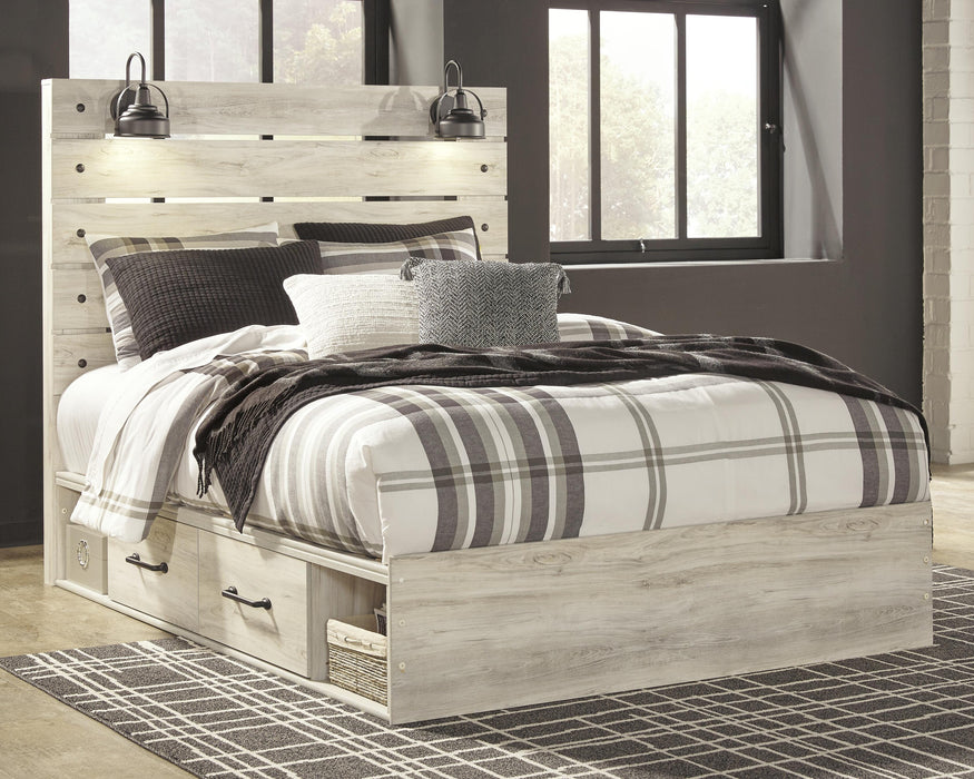 Cambeck Whitewash Cambeck Queen Panel Bed with 2 Storage Drawers
