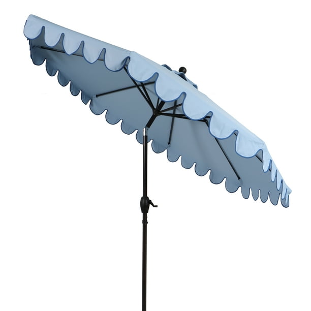 Better Homes & Gardens 9' Blue Scallop Patio Umbrella, Crank Lift and 3 Position Tilt - new
