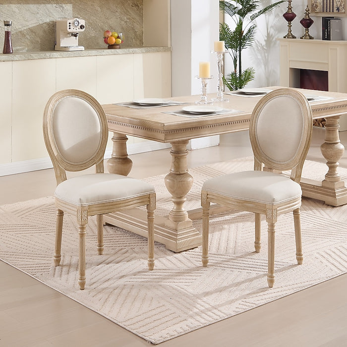 Streamdale Furniture Streamdale French Country Upholstered Dining Chairs Set of 2 Beige