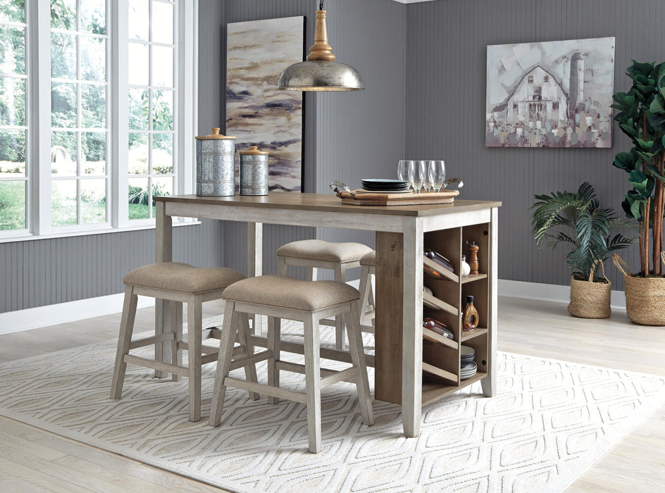 Skempton White/Light Brown Skempton Counter Height Dining Table and 4 Barstools