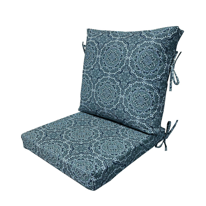 Better Homes & Gardens 20" x 20" Premium Blue and Green Medallion Outdoor Dining Chair Cushion - new