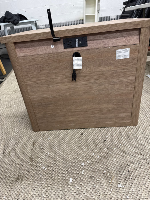 My Texas House Monroe 3 Drawer Nightstand with USB, Brushed Oak Finish - Side Is Cracked but Sturdy - new