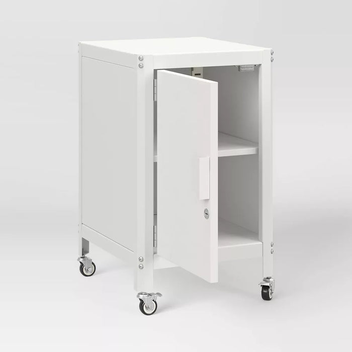 Dorm Metal Rolling Locker Storage Cabinet with Lock Chalk White - Room Essentials