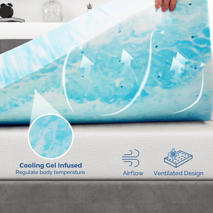 Mattress Topper Twin, 2 Inch Gel Memory Foam Bed Topper for Twin Size Bed, CertiPUR-US Certified, Blue -