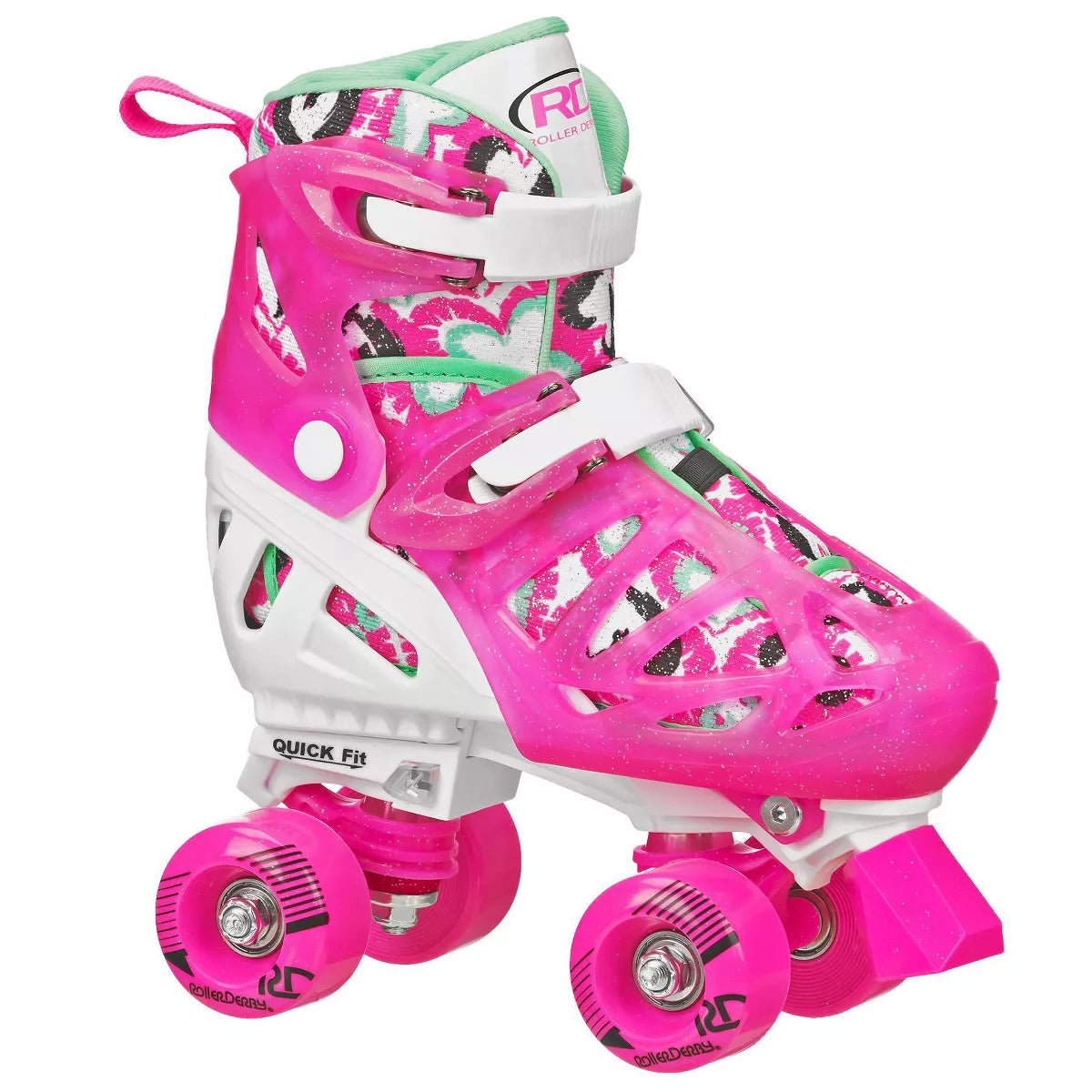 Roller Derby Trac Star Youth Kids' Adjustable Roller Skate - White/Pink Size 12-2 - new