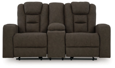 Mayhem Madness Cocoa Glider REC Loveseat w/Console