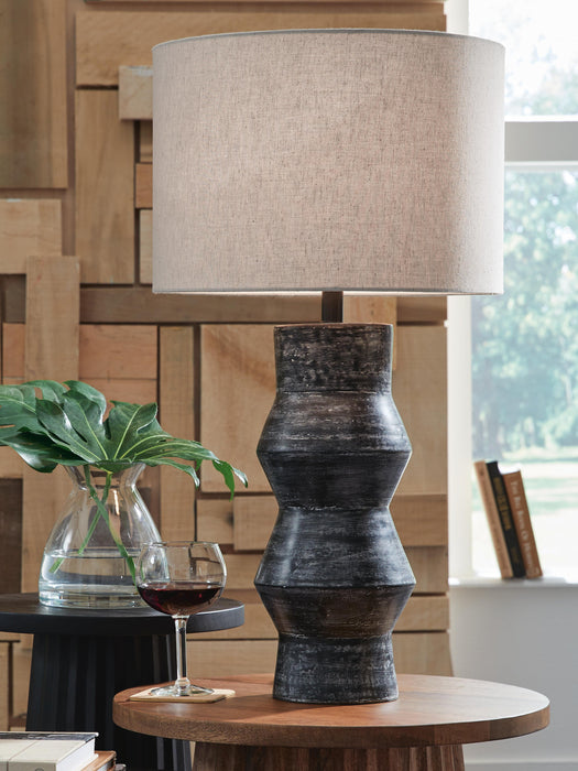 Kerbert Distressed Black Terracotta Table Lamp (1/CN)