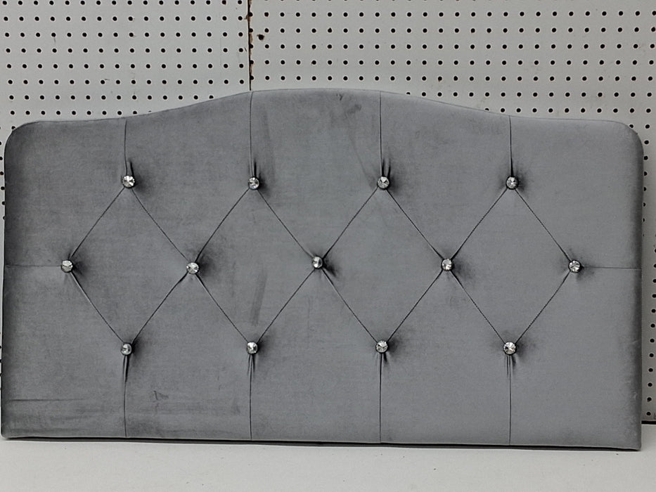 ChaletPosh Twin Size Upholstered Headboard Silver Grey Velvet - new