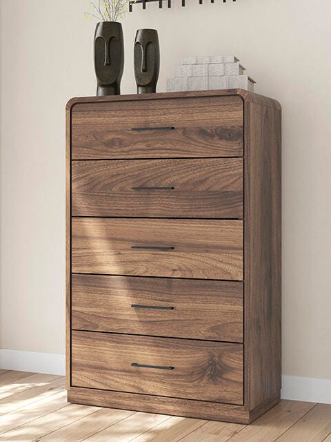 Hollinaze Walnut Brown Five Drawer Chest