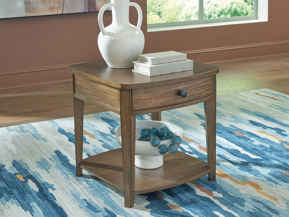 Burkbyer Brown Rectangular End Table