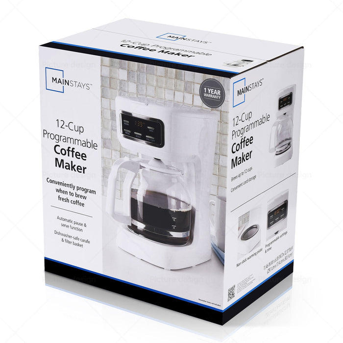 Mainstays CM1449-UL Black 12-Cup Programmable Drip Coffee Maker - new