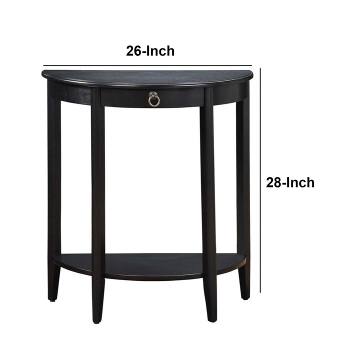 ACME Elcee Half Moon 1-Drawer Wooden Console Table with Bottom Shelf in Black - new