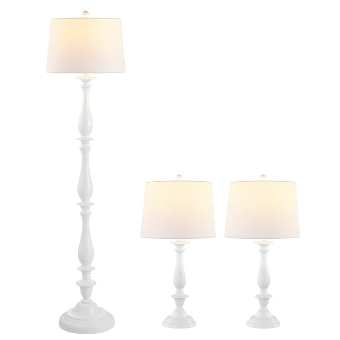 SAFAVIEH Bessie Classic Floor and Table Lamps Set, White, Set of 3 - new
