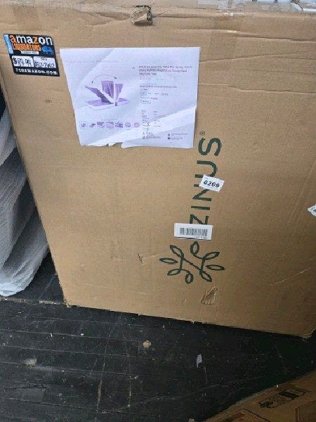 ZINUS No Assembly Metal Box Spring, 4 Inch White Mattress Foundation, Sturdy Metal Structure, Twin - open_box