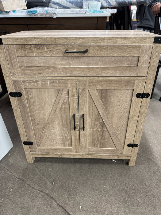Farmhouse Storage Cabinet with Drawer and Adjustable Shelf, Oak Rustic Kitchen Accent Cabinet - open_box