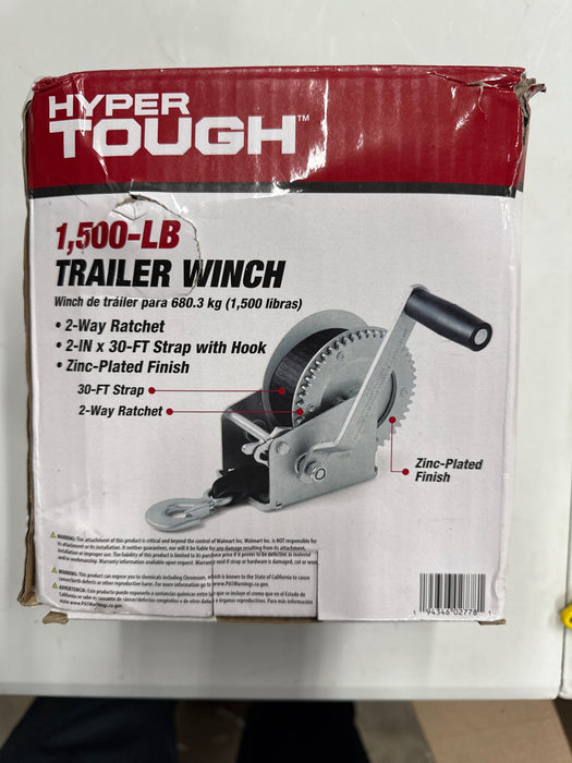 Hyper Tough Automotive Carbon Steel 1500 lbs Trailer Winch - new