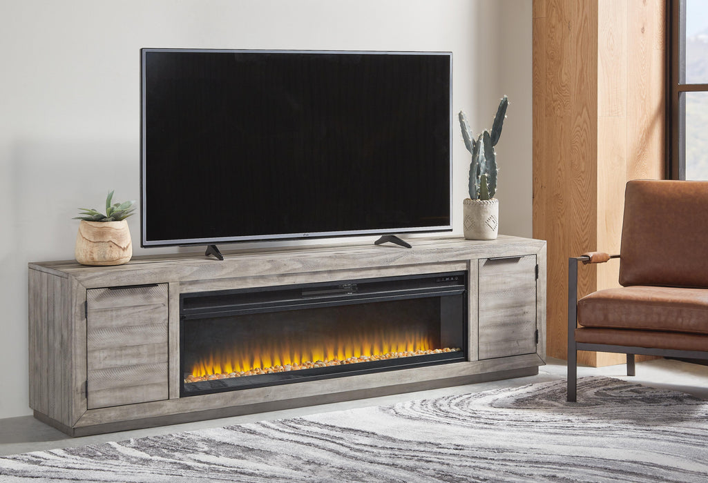 Naydell Gray Naydell 92" TV Stand with Electric Fireplace