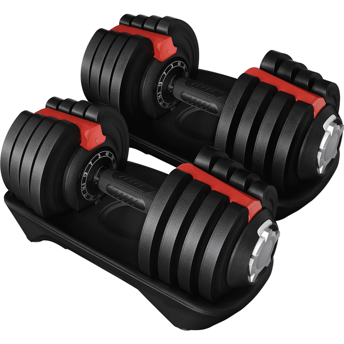 Yaheetech 40lb Adjustable Dumbbell Set with Anti-Slip Handle and Tray, Black - new