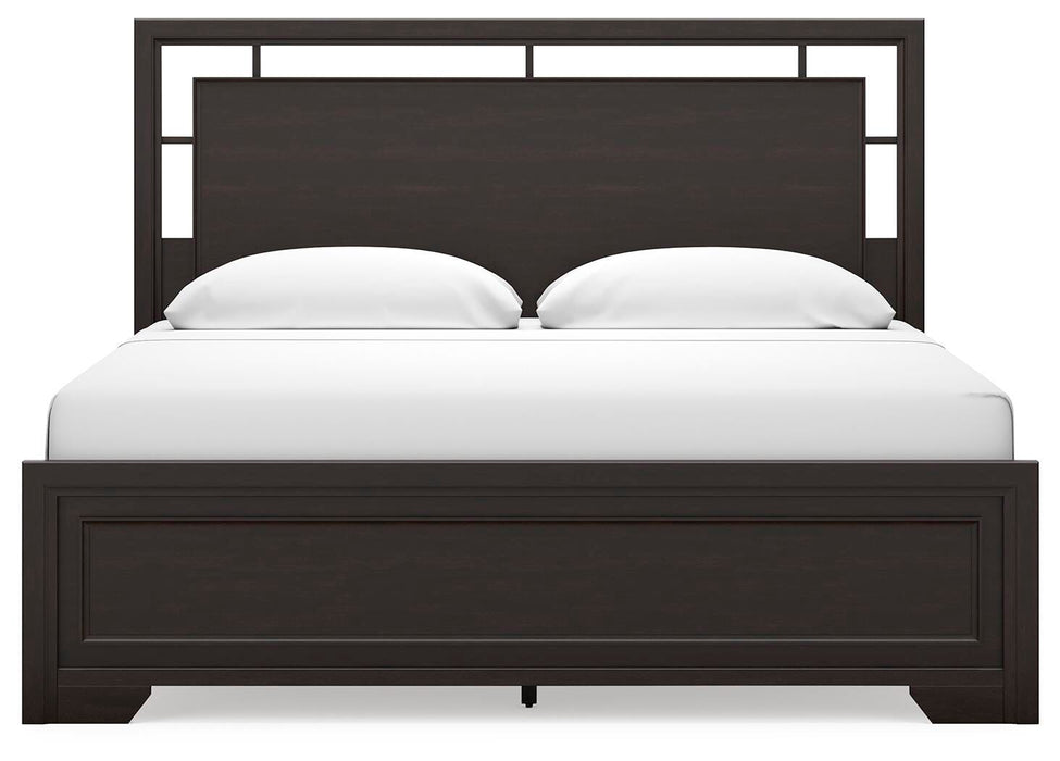Covetown Dark Brown Covetown King Panel Bed