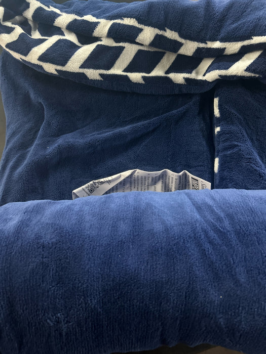 Sunbeam Electric Heated Throw Blanket Oversize Blue Corduroy Microplush 4 Heat Settings - open_box