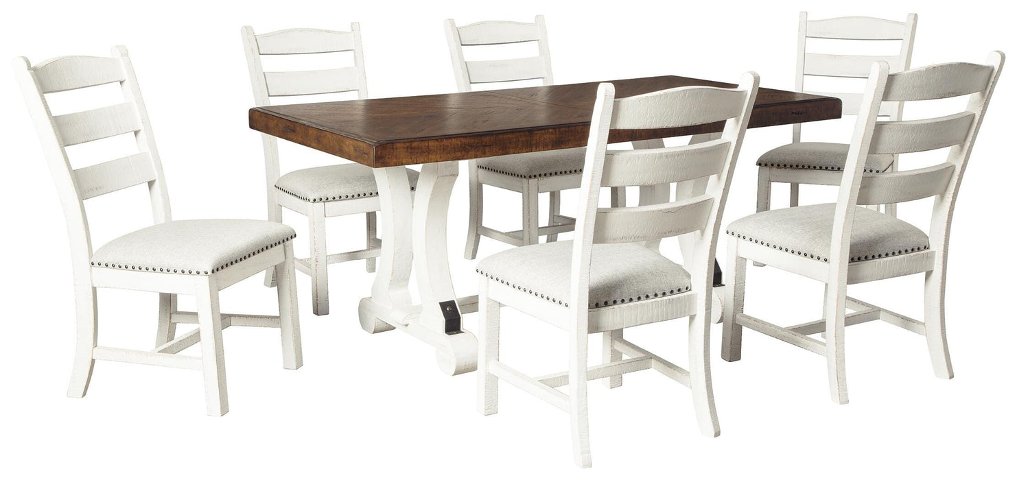 Valebeck White/Brown Valebeck Dining Table and 6 Chairs