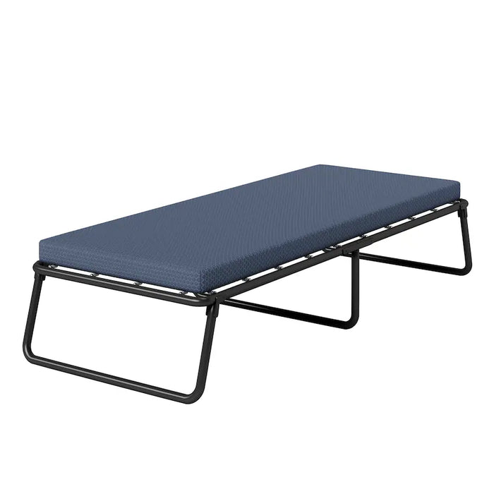 Boyd Sleep - Folding Guest Bed, Metal Frame with GelLux PU Mattress, Washable Removable Cover - Dark Blue - new