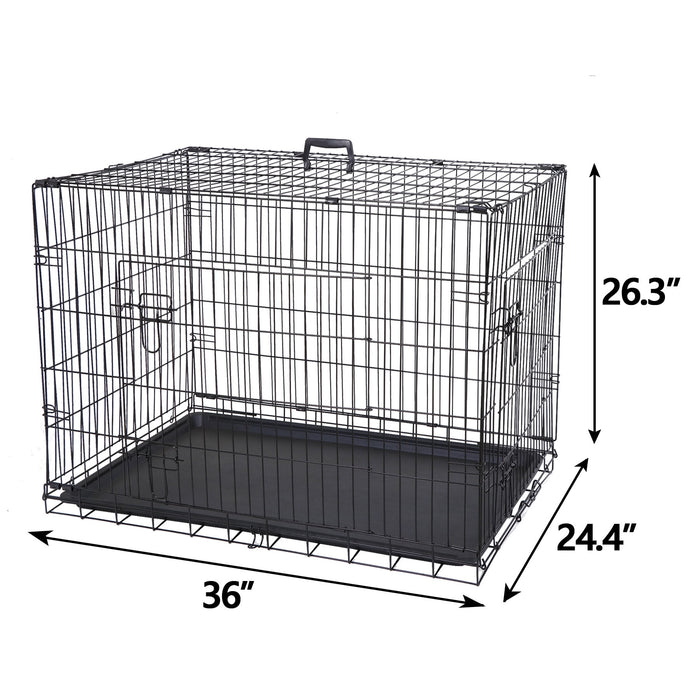HomGarden 36 Foldable Dog Crate Steel Pet Kennel Double Door Medium Dog Cage - open_box