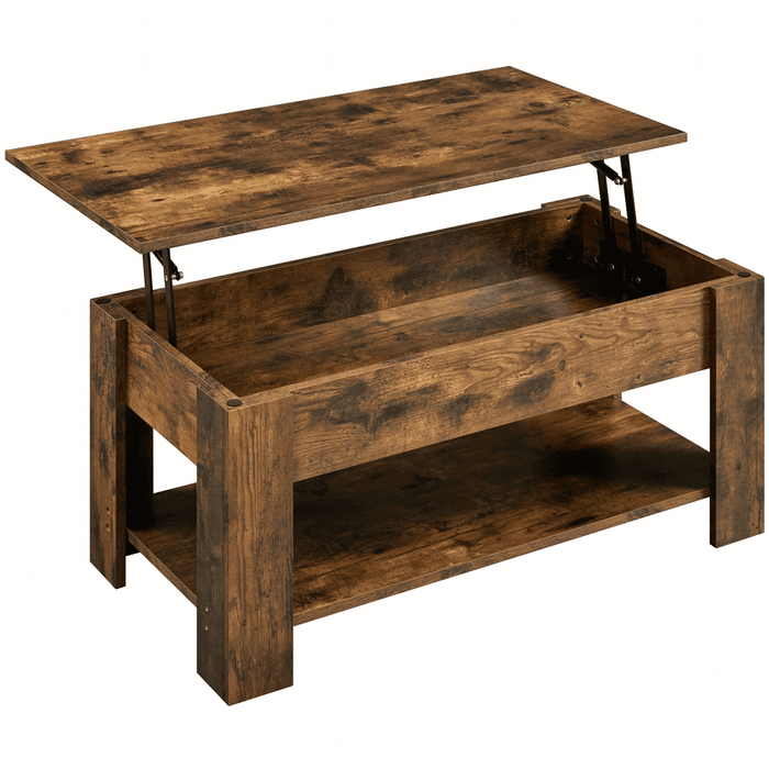Renwick Modern Lift Top Coffee Table for Reception, Rustic Brown - new
