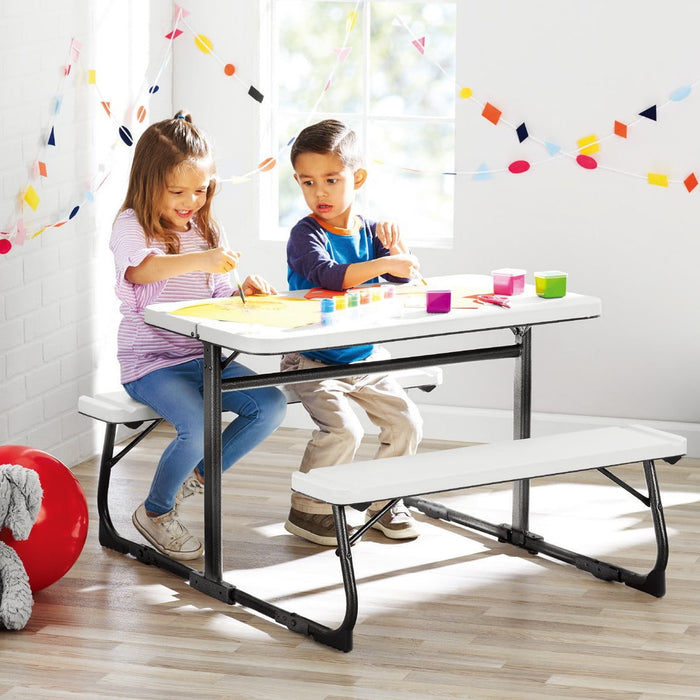 Your Zone Folding Kid's Picnic Activity Table for Ages 3-8, White - new