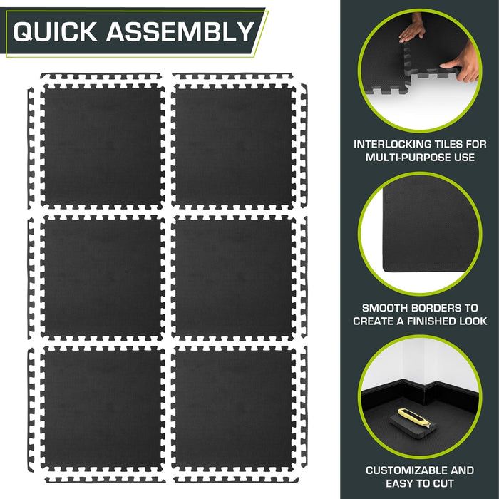 6 Pieces ProsourceFit Extra Thick Puzzle Exercise Mat ¾” and 1", EVA Foam Interlocking Tiles for Protective - new