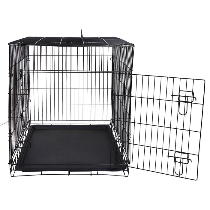 HomGarden 36 Foldable Dog Crate Steel Pet Kennel Double Door Medium Dog Cage - open_box