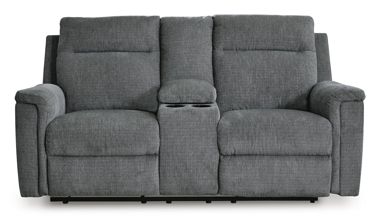 Barnsana Gravel Barnsana Power Reclining Loveseat with Console