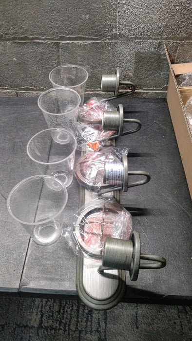 Home Decorators Collection Georgina 30 in. 4-Light Weathered Iron Industrial Rustic Vanity with Clear Seeded Glass Shades and Cage Accents - open_box