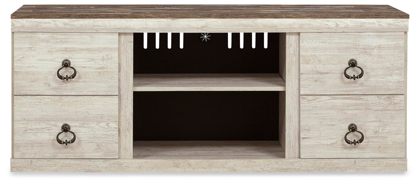 Willowton Whitewash LG TV Stand w/Fireplace Option