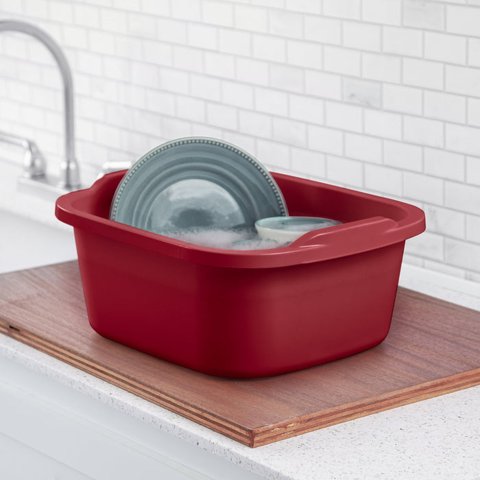 1 PACK ONLY Sterilite 12 Qt. Dishpan, Multi-Purpose Plastic Wash Tub, Kitchen, Sink, Red - new