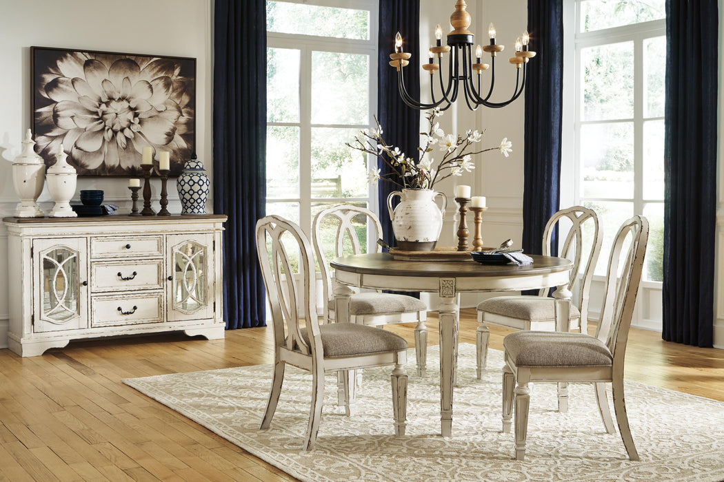Realyn Chipped White Realyn Dining Table and 4 Chairs