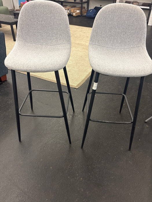 (Set of 2) CangLong Upholstered Bar Height Stool Chair with Metal Legs for Bar, Kitchen, Dining Room, Living Room and Bistro Pub ,Grey - new