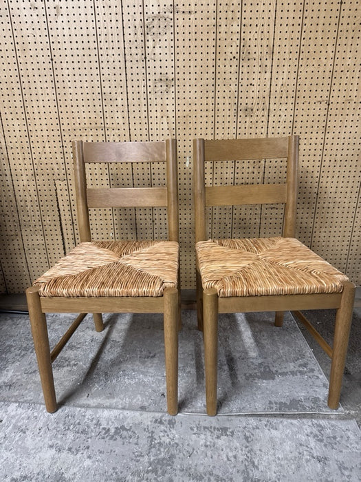 My Texas House Laurel Dining Chairs with Woven Seagrass Seat, Warm Brown, 2 Pack - open_box
