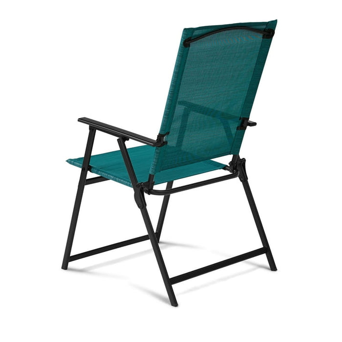 (2 pack) Mainstays Greyson Steel and Sling Folding Outdoor Patio Armchair - 2 Pack, Teal - new