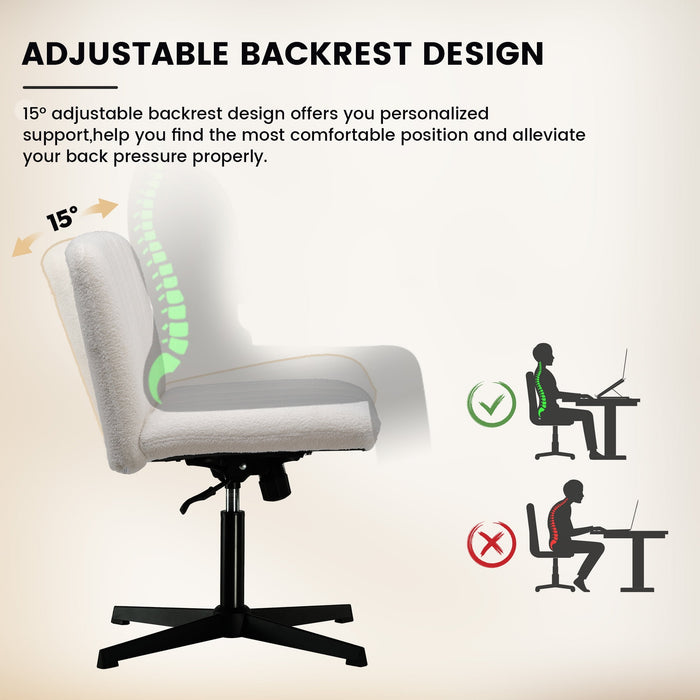 Mainstays Oversized Wide Seat Channel Upholstered Office Criss-Cross Chair, White Boucle - open_box