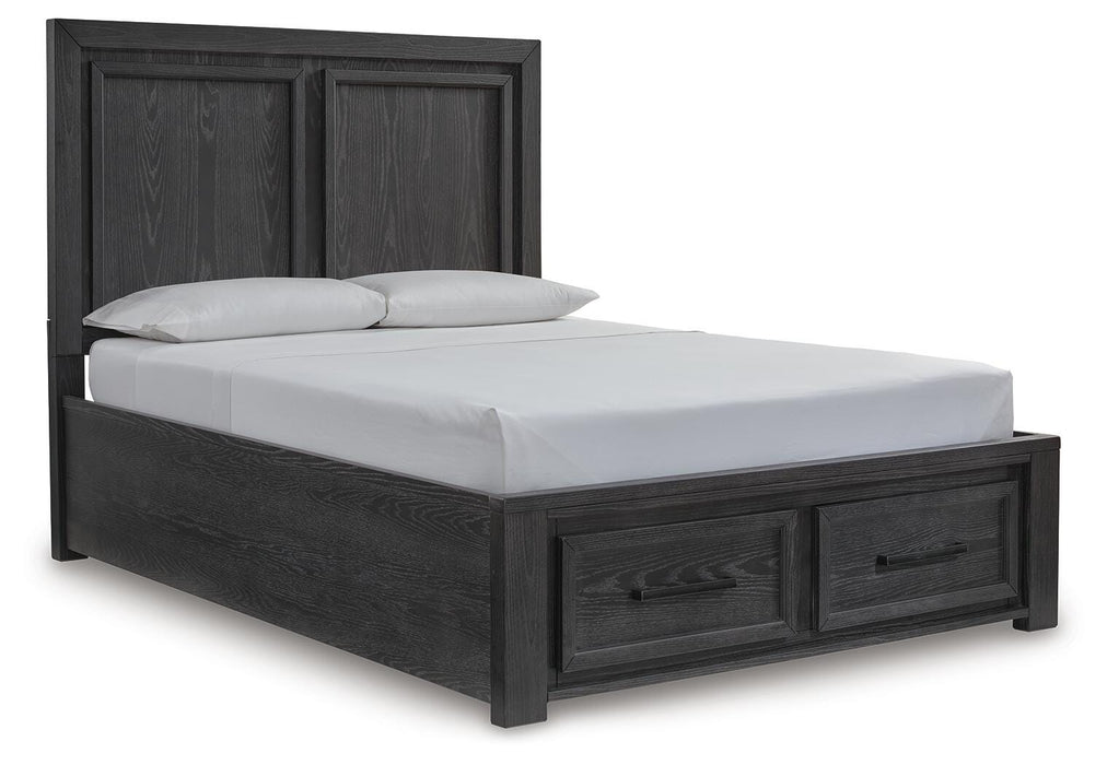 Foyland Black/Brown Foyland Queen Panel Storage Bed