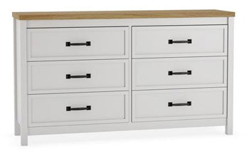 Kerisden White/Brown Six Drawer Dresser