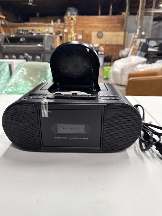 onn. Portable CD/Cassette Boombox with Bluetooth Wireless Technology, Black - use_like_new