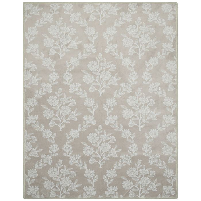My Texas House Taupe Flower Damask Machine Washable Indoor Area Rug, 7'6" x 9'5" - new