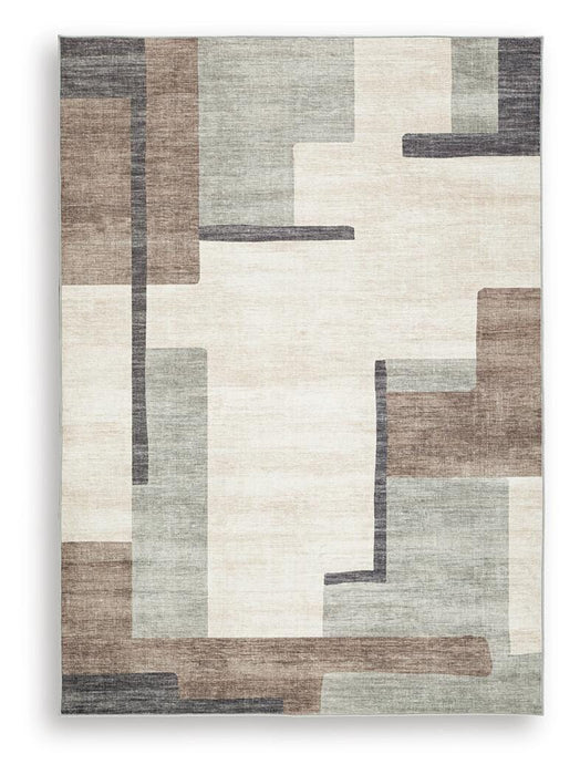 Larkport Cream/Brown/Gray Washable Medium Rug