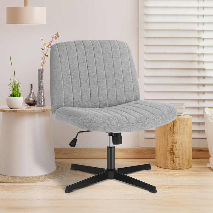 MCQ Criss Cross Chair Armless Cross Legged Office Desk Chair Adjustable Swivel Ergonomic Desk Chair No Wheels U Shaped Backrest with Wide Seat Computer Task Vanity Chair for Home Office - new