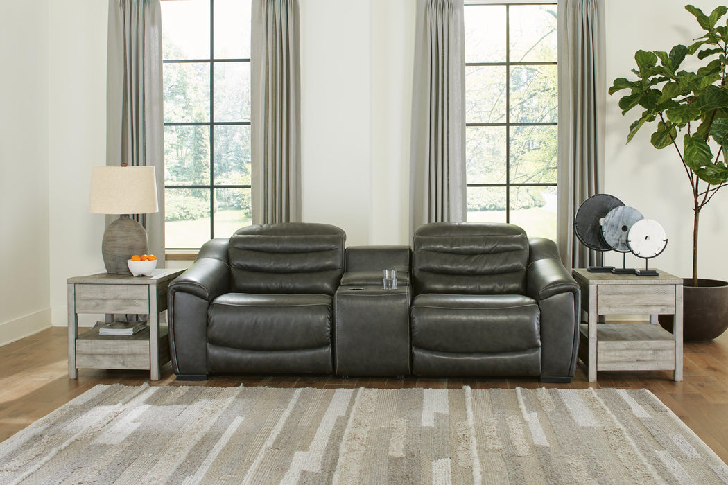 Center Line Dark Gray Center Line 3-Piece Power Reclining Loveseat with Console
